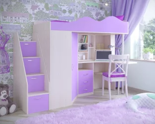 Кровать-стол Пионер 1 Дуб молочный-Ирис