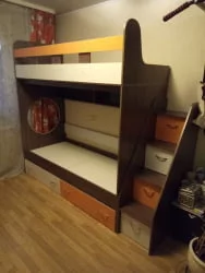 Кровать Юниор 1 (без бортика) бодего,Белое дерево,оранж