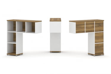 Надставка на стол низкая односторонняя + задняя стенка 5шт. CОНCЕПТ CН.ОНН-001 Сандал Янтарный Белый бриллиант Белый металл / CONCEPT CN.ONN-001