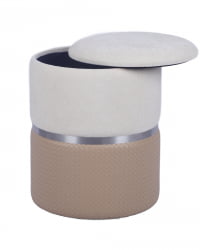 Пуф Кэрри с ящиком бежевый шенилл с экокожей