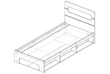 Кровать 0,9 с подъемным механизмом Палермо Юниор 01 Белый глянец Ясень шимо светлый Зеленый