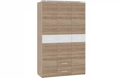 Шкаф (3 створки с ящиками) Импульс SN16.05 Дуб сонома/белый глянец