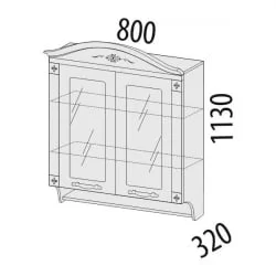 Шкаф-витрина с колоннами Милана 23.15 Сосна Астрид/Ваниль