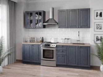 Шкаф кухонный 600 со стеклом Тип 2 Мокка ЛД 274.350.000.158 Черный Дуб фактурный антрацит