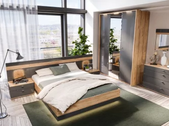 Кровать двуспальная 1800 Фиджи ЛД 659.076.000 Дуб Золотой Антрацит