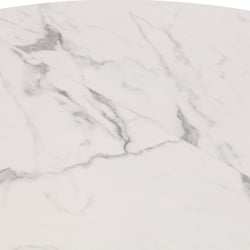 Раздвижной овальный стол MANZANA ЛДСП/HPL/металл, 100 х 100+30 х 75 см, Мрамор светлый/белый