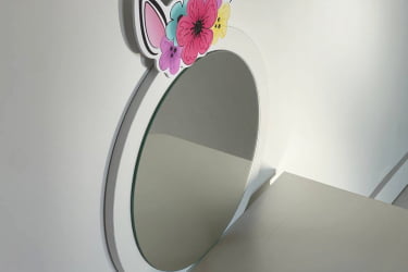 Детский стол со стульчиками Единорожка MK-0020 Белое дерево/белый (плюш)