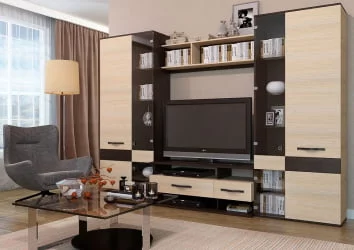 Гостиная Сапфир со шкафом Дуб Кантерберри Дуб Сонома