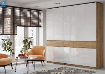 Шкаф 3-створчатый ШК-002 БОСТОН дуб крафт золотой/Белый глянец