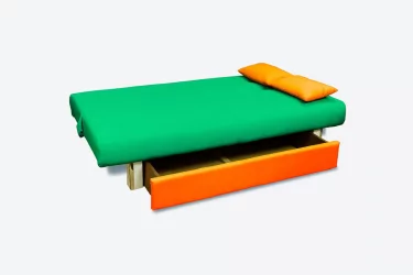 Диван с металлическими ножками MANGO 4 (2 категория) Зеленый Оранжевый