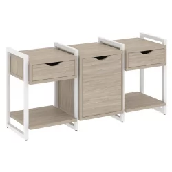 Тумба на регулируемых опорах наборная. Вариант №6 LOFT VR.L-TN-6.O Металл белый Дуб Аттик