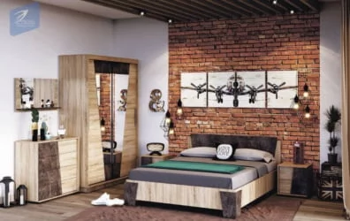 Двустворчатый гардеробный шкаф Санремо ШК-006 Дуб сонома светлый Ателье темное