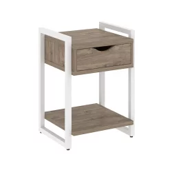 Тумба на регулируемых опорах с ящиком и полкой LOFT VR.L-T1.O Металл белый Тиквуд темный