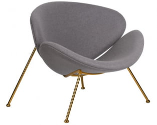 Кресло дизайнерское DOBRIN EMILY (серая ткань AF7, золотое основание) 2 шт