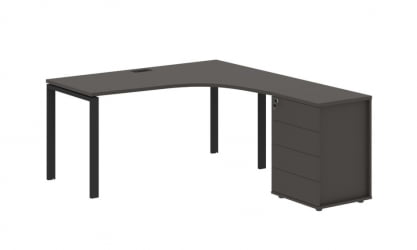 Стол эргономичный с тумбой правый EDIS EUCET 1518 R Мокко Черный