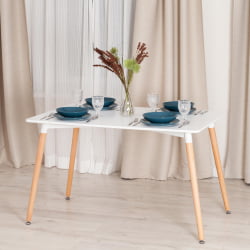 Стол JOHN (mod. T1001) МДФ/дерево, 80 х 120 х 75 см , White (Белый) / Natural (натуральный)