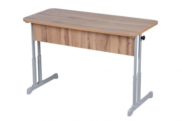 Парта двухместная эргономическая (рост 3-7) Дуб Вотан/Металл Серый
