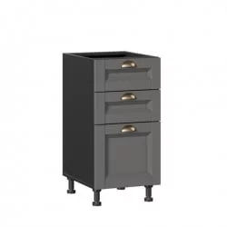 Тумба кухонная 400 с 3 ящиками ЛЮКС (4) Амели-3 ЛД 299.880.000.064 Черный Оникс серый