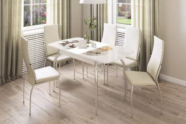 Раздвижной овальный стол Танго Белый-Кофе