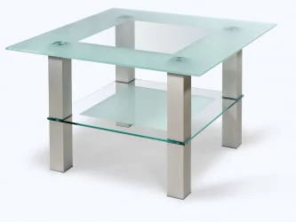 Стол журнальный Кристалл 1 Алюминий/прозрачное