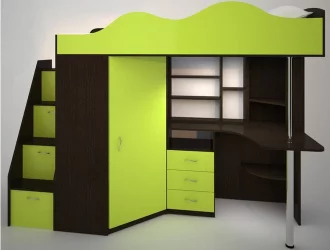 Детская кровать 190 80 Пионер 1 Белое дерево-Лайм