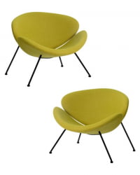 Кресло дизайнерское DOBRIN EMILY (светло-зеленая ткань AF3, черное основание) 2 шт