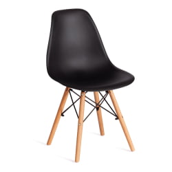 Стул со спинкой CINDY (EAMES) (mod. 1801) дерево бук/металл/сиденье пластик, 45x51x82 см, Black (черный)