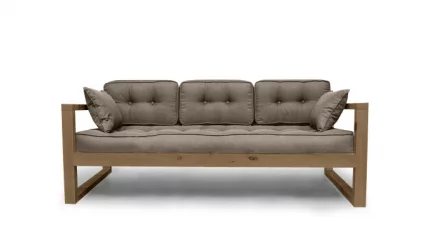 Диван с деревянными ножками трехместный DEmoku Д-3 бежевый_холодный серый