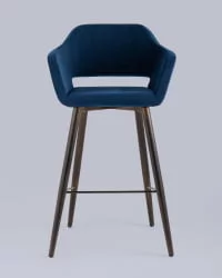 Стул барный Саймон Б велюр Темно-синий
