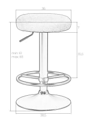 Табурет барный DOBRIN TEDDY BLACK (белый букле (13))