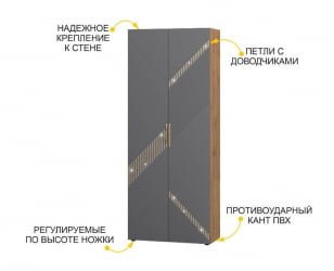 Шкаф для одежды с полками и штангой (лев/прав) Монако 402.02
