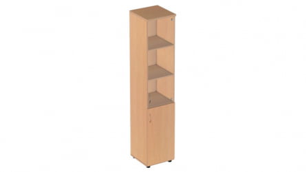 Шкаф для документов узкий с прозрачными стеклами Р.П-2СБ Дуб Сонома светлый