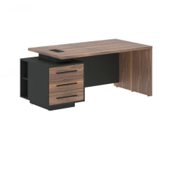 Стол руководителя левый VELION VENEER VRCT 1890 L Американский орех Яшма черная