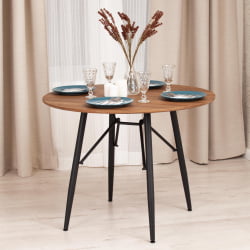 Стол RUSTO (mod. 283) МДФ/металл, D100 х 75 см, Black (Черный) / Walnut (Орех)