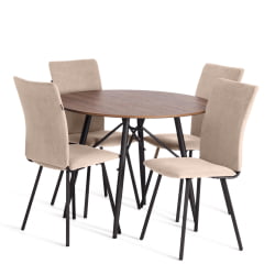 Стул обеденный La Rousse велюр, бежевый/черный, 7, 49х50х93