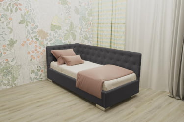 Детская кровать 190 90 ВЕРСАЛЬ БЕЗ ОСНОВАНИЯ (BERHOUSE) Материал фасада: Металл/Велюр; Спальное место: 900х1900; Цвет: Светло серый