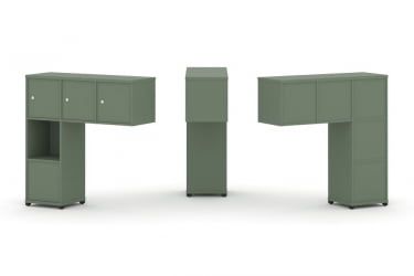 Надставка на стол низкая односторонняя + задняя стенка (5 шт.) + блок с 1-м ящиком (1 шт.) + распашной фасад (3 шт.) CONCEPT CN.ONN-006 Кобо Черный металл