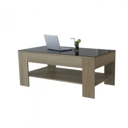 Стол журнальный BeautyStyle 26 Сонома/стекло черное