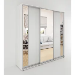 Шкаф-купе трехстворчатый с зеркалом Акцент-Вера ДР 2400х600 Выбеленное дерево