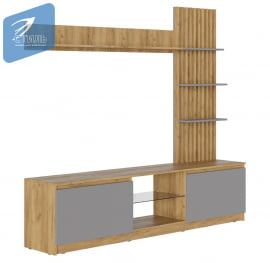 Стенка Бостон НМ-001 Дуб крафт золотой/Шифер серый