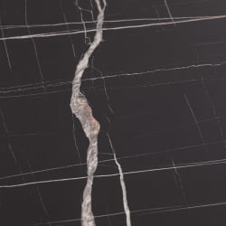 Раздвижной овальный стол MANZANA ЛДСП/HPL/металл, 100 х 100+30 х 75 см, Мрамор черный/черный