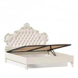 Кровать двуспальная 1600 с подъемным механизмом с мягким изголовьем Маркиза ЛД 517.341.000.002 Алебастр Шампань