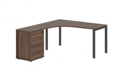 Стол эргономичный с тумбой левый EDIS EUCET 1518 L Дуб Денвер темный Мокко