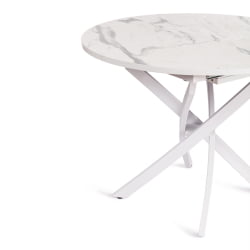 Раздвижной овальный стол MANZANA ЛДСП/HPL/металл, 100 х 100+30 х 75 см, Мрамор светлый/белый