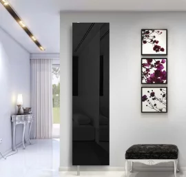 Поворотный шкаф в черном глянцевом стекле Драйв Шелф (левый) Беленый дуб