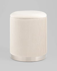 Пуф Шарлотта с ящиком велюр бежевый серебро основание