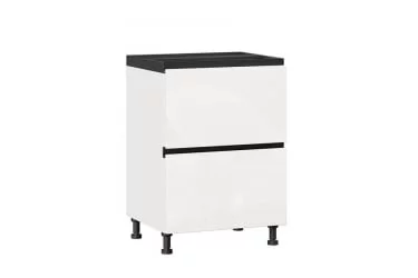 Тумба кухонная 600 с 2 ящиками ЛЮКС (4) Шервуд ЛД 281.790.000.151 Белый Белый глянец