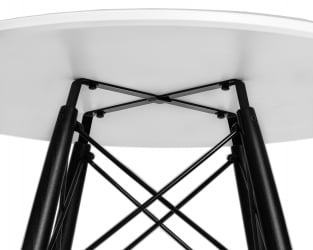 Маленький обеденный стол DOBRIN CHELSEA 80 BLACK (столешница белая, основание черное)