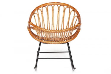 Кресло-качалка Secret De Maison Petunia (mod. 01 5088 RC SP KD/1-1 ) натуральный ротанг/металл, 80х61х80см, светлый мед/черный