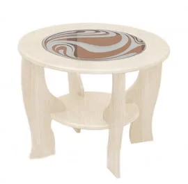 Стол журнальный со вставкой из стекла круглый Сандал Рамух